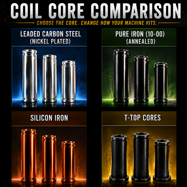 A comparison chart of Lucky Supply Coil cores made in the USA